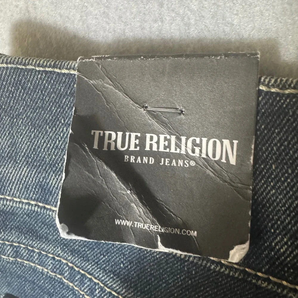 True Religion Geno Relaxed Slim Jeans 34 Medium Amber Nights Studded Flap 700597